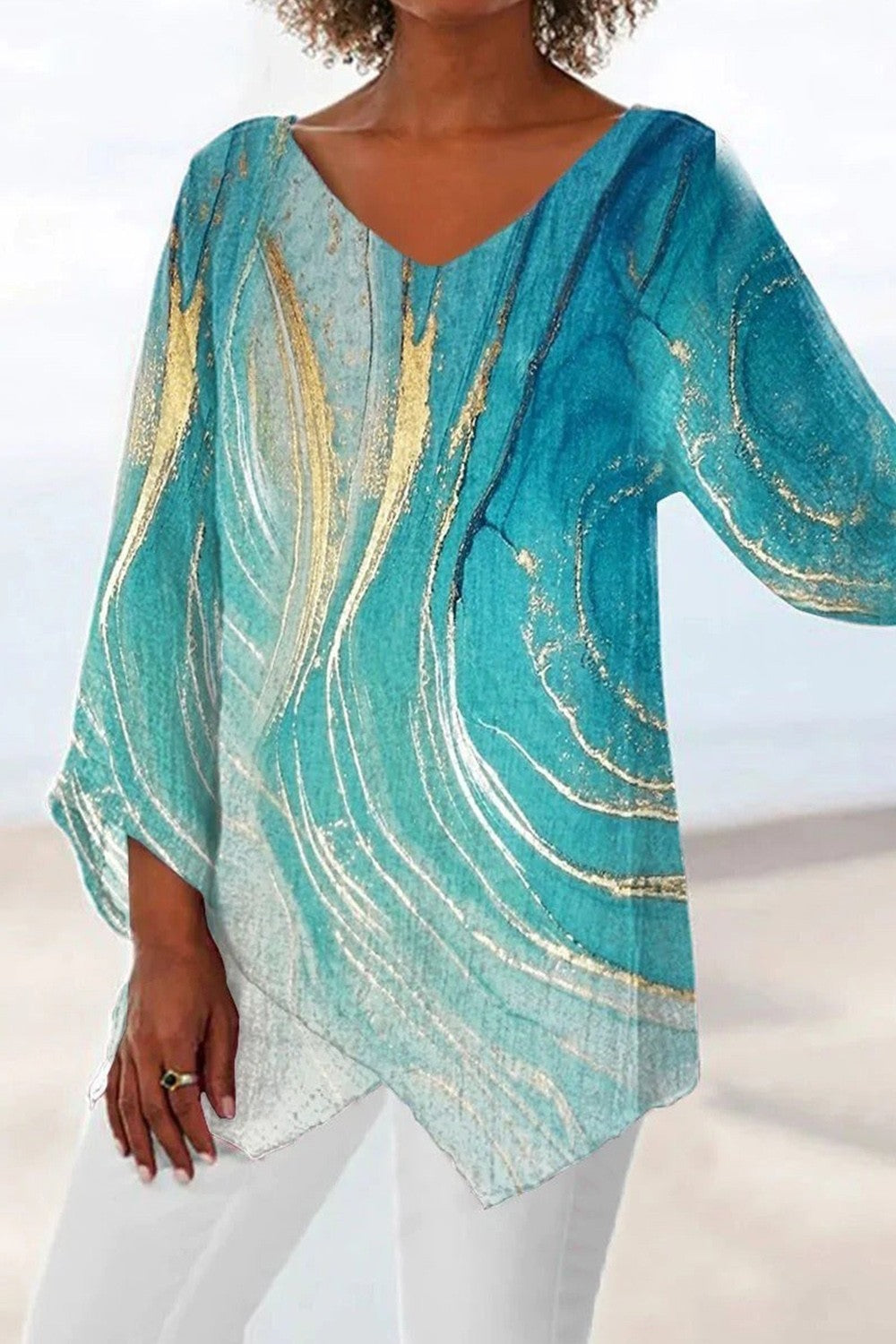 חולצה נשפכת עם מחשוף וי לנשים